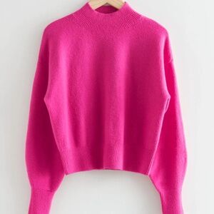 &Other Stories mock neck knitted sweater in Pink